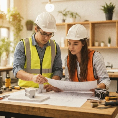 Workers in confined space training using safety equipment